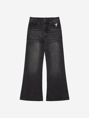 Scorpion Embroidered Appliqué Micro-Flare Jeans