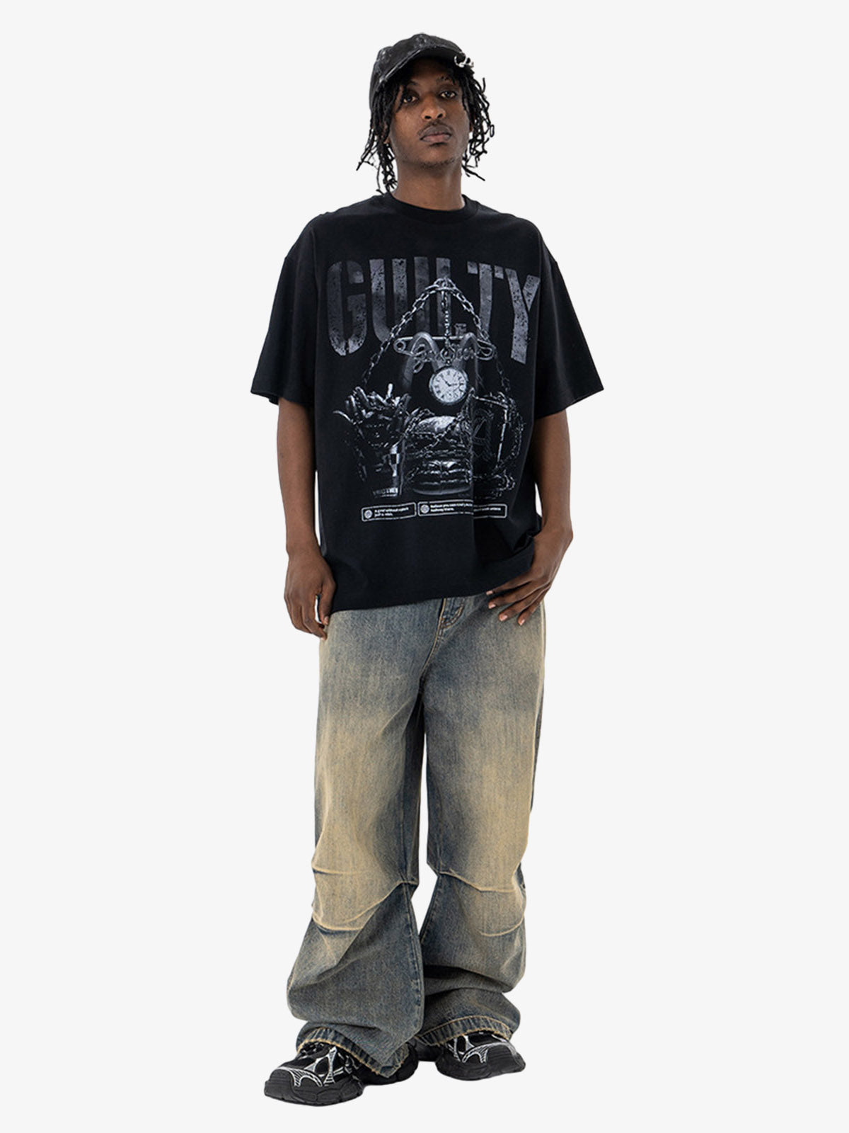 Vintage Chain Watch Print T-shirt 