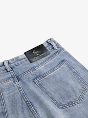 Pink Letter Embroidered Curved-Seam Jeans