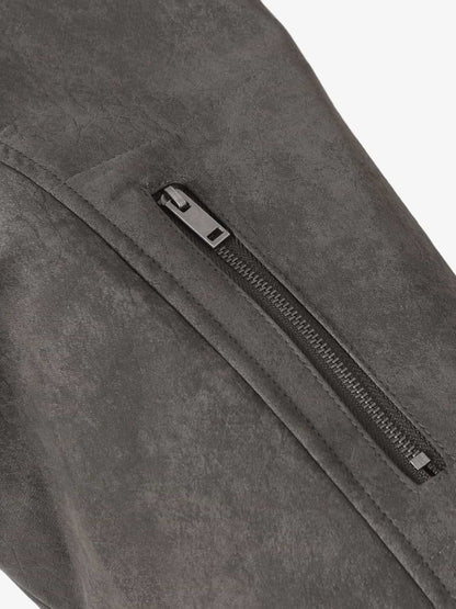 Retro Suede Texture Zip-Up Bomber Jacket 