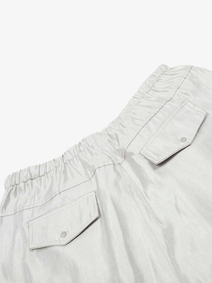 High Street Rivet Pleated Workwear Multi-pocket Casual Pants 