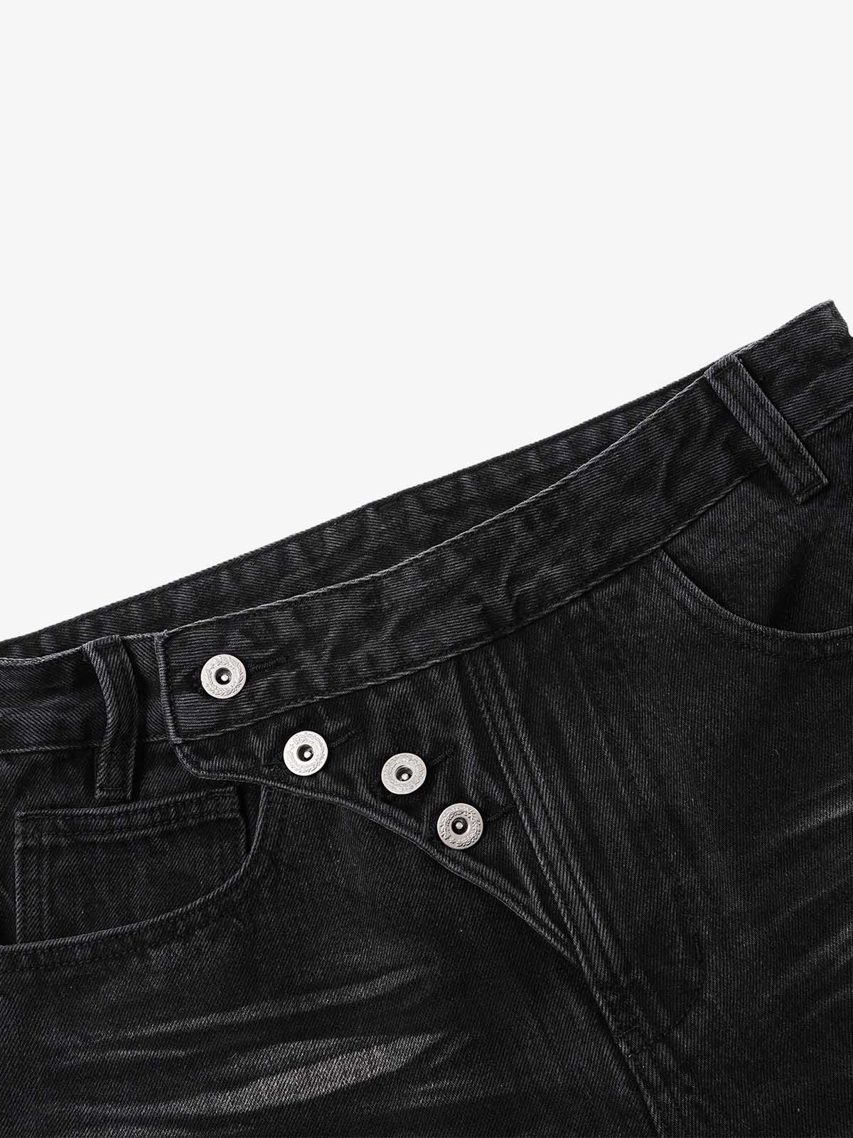 Distressed Button Fly Bootcut Jeans