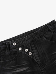 Distressed Button Fly Bootcut Jeans