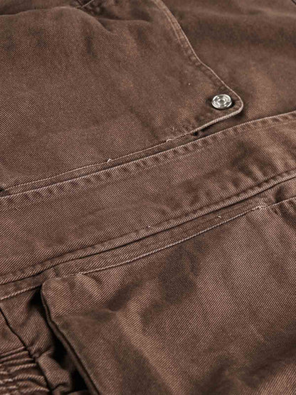 Stand Collar Elastic Hem Pocket Jacket