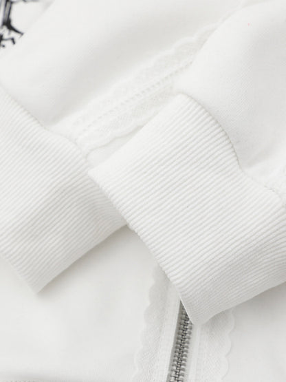 Retro Plush Collar Cartoon Anime Zip-Up Hoodie 