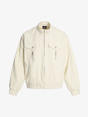 Structured Utility Stand Collar Zip Up Jacket