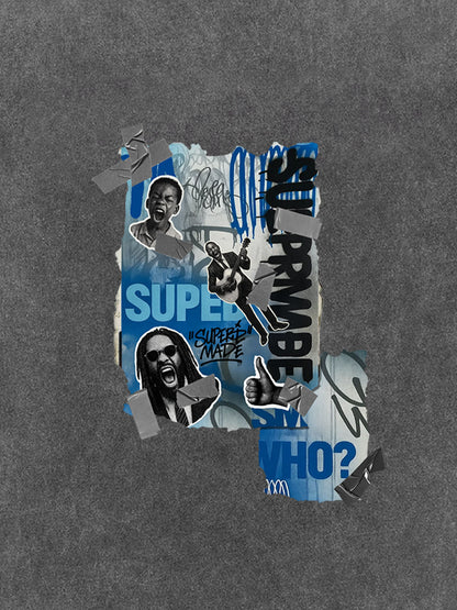 Supermade Trendy Retro Hip-Hop Character T-Shirt 