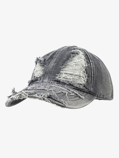 Distressed Denim Baseball Cap for Trendy Looks 