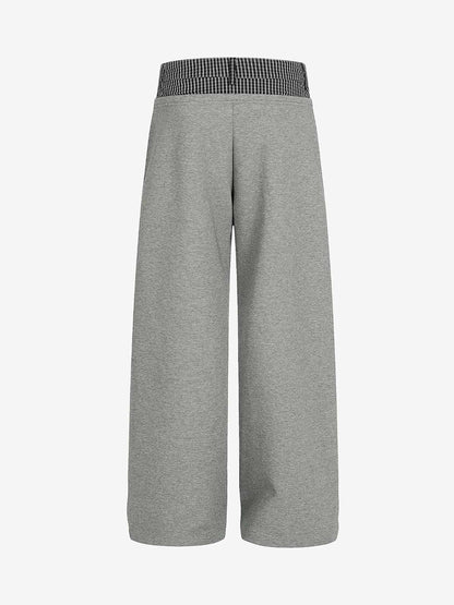 High-Waisted Wide-Leg Pants with Contrast Waistband 