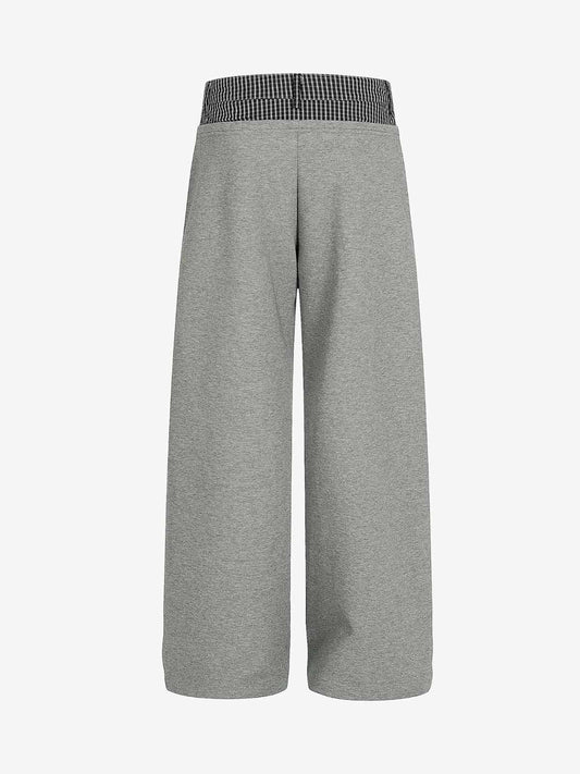 High-Waisted Wide-Leg Pants with Contrast Waistband 