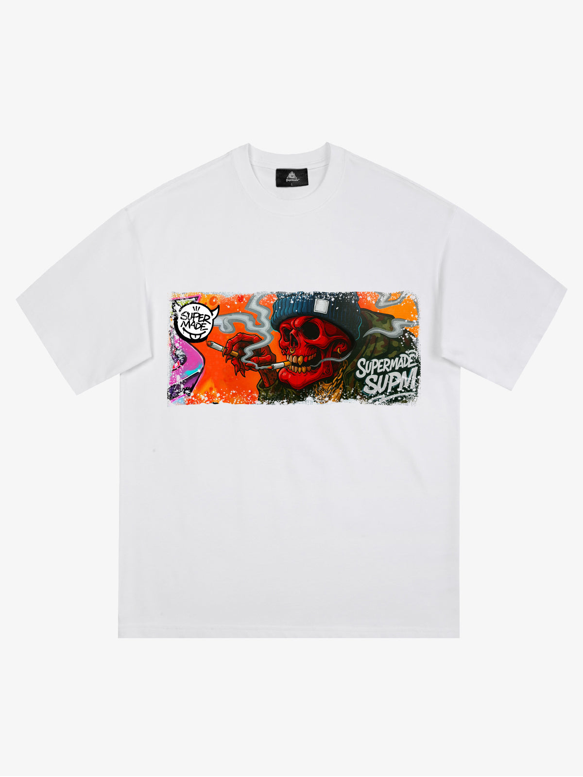 Thesupermade Distressed Blood Red Skull Graffiti T-shirt 