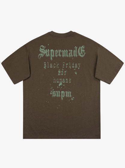 THE SUPERMADE Black Friday Gothic Skull Spiderweb Graphic T-Shirt 