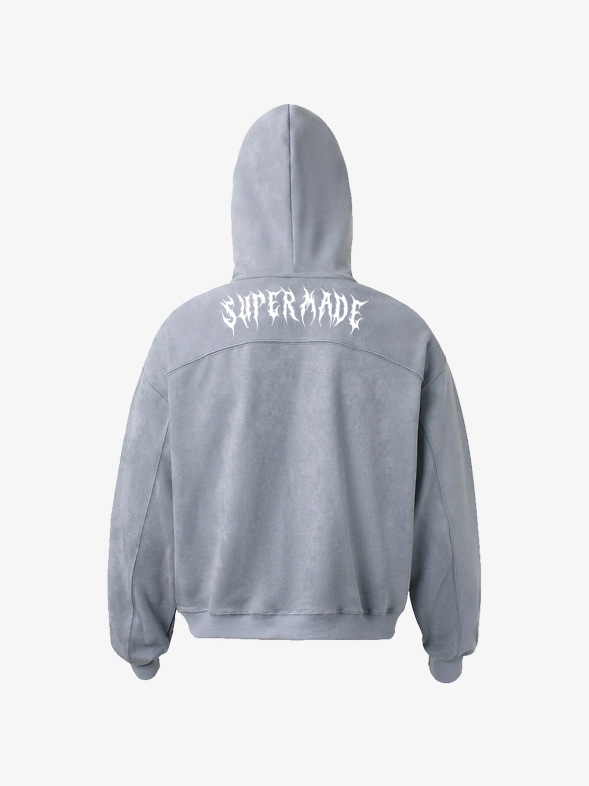 Vintage Suede Letter Embroidered Cropped Zip Up Hoodie 