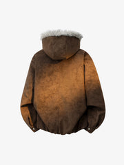 Faux-Fur Collar Aviation Buckle Jacket