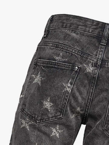 Crackle Star Pleated Jeans