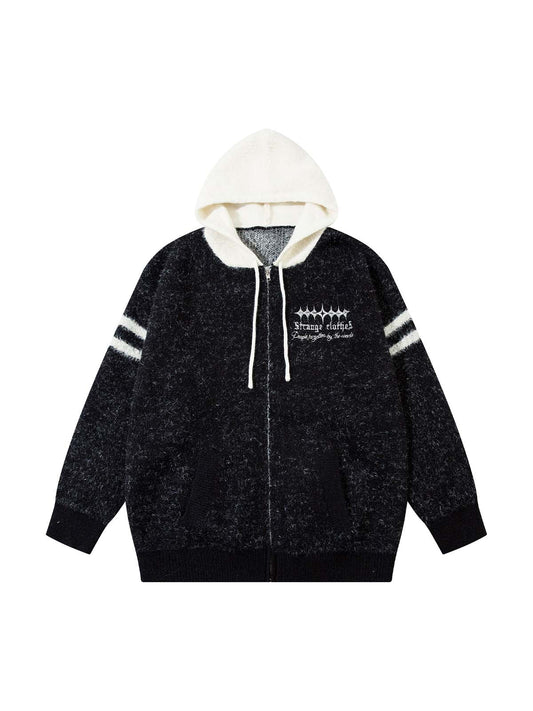 Thesupermade Fuzzy Zipper Hooded Sweater 