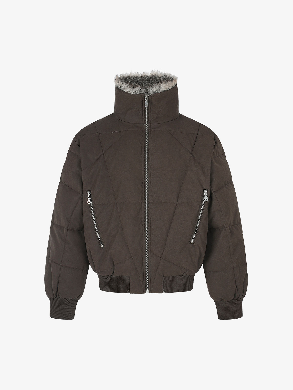 Faux-Fur Trim Quilted Puffer Coat