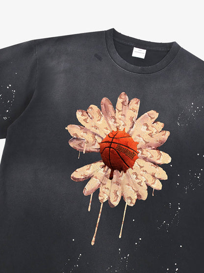 thesupermade Funny street basketball floral pattern design T-shirt 