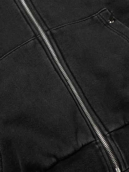 Spike Stud Detail Zip Up Hoodie 