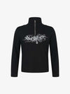 Letter Graphic Half-Zip Stand-Collar Long Sleeve Tee