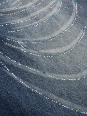 Butterfly Rhinestone Whiskered Curved-Leg Jeans