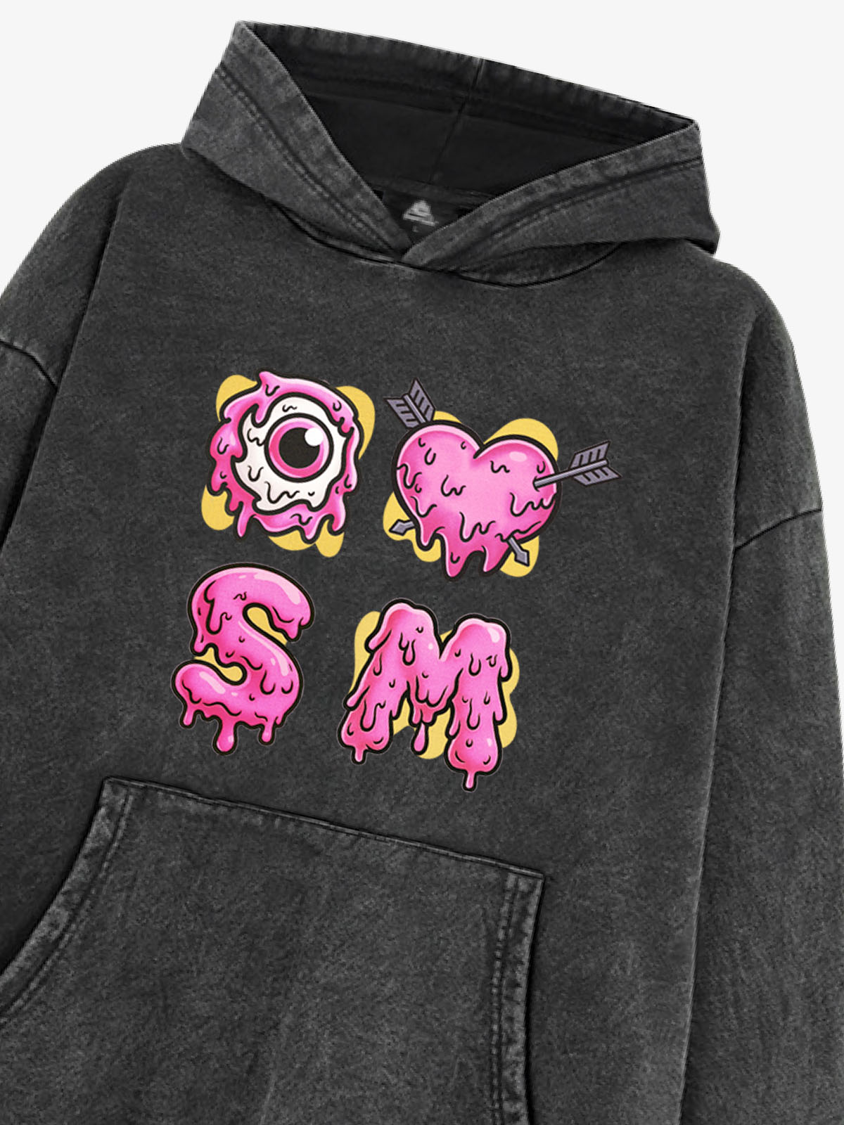 Dripping Heart & Eye Graphic Hoodie for Trendy Looks 