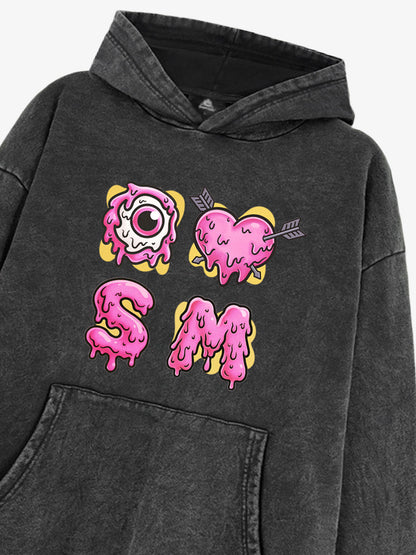 Dripping Heart & Eye Graphic Hoodie for Trendy Looks 