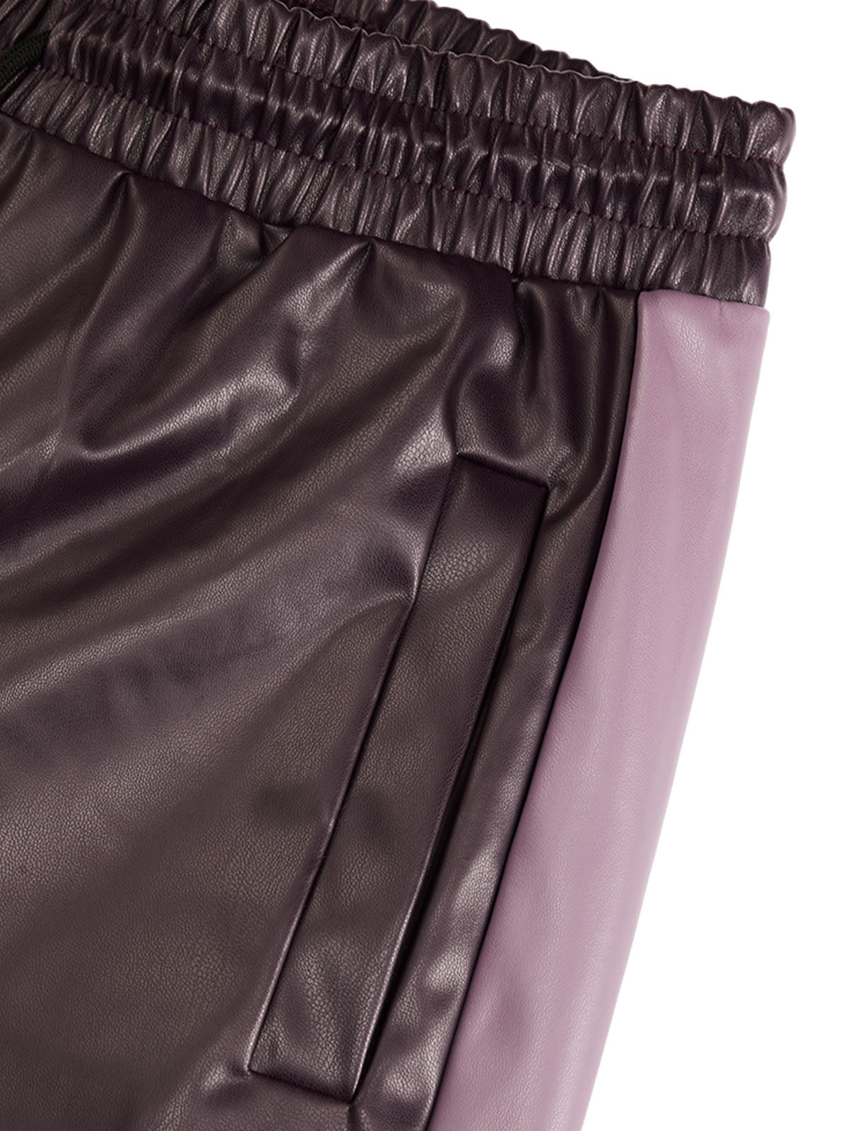 Stitching Flame Letter Embroidered Leather Shorts