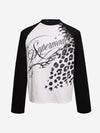 Leopard Patchwork Letter Graphic Long Sleeve Tee