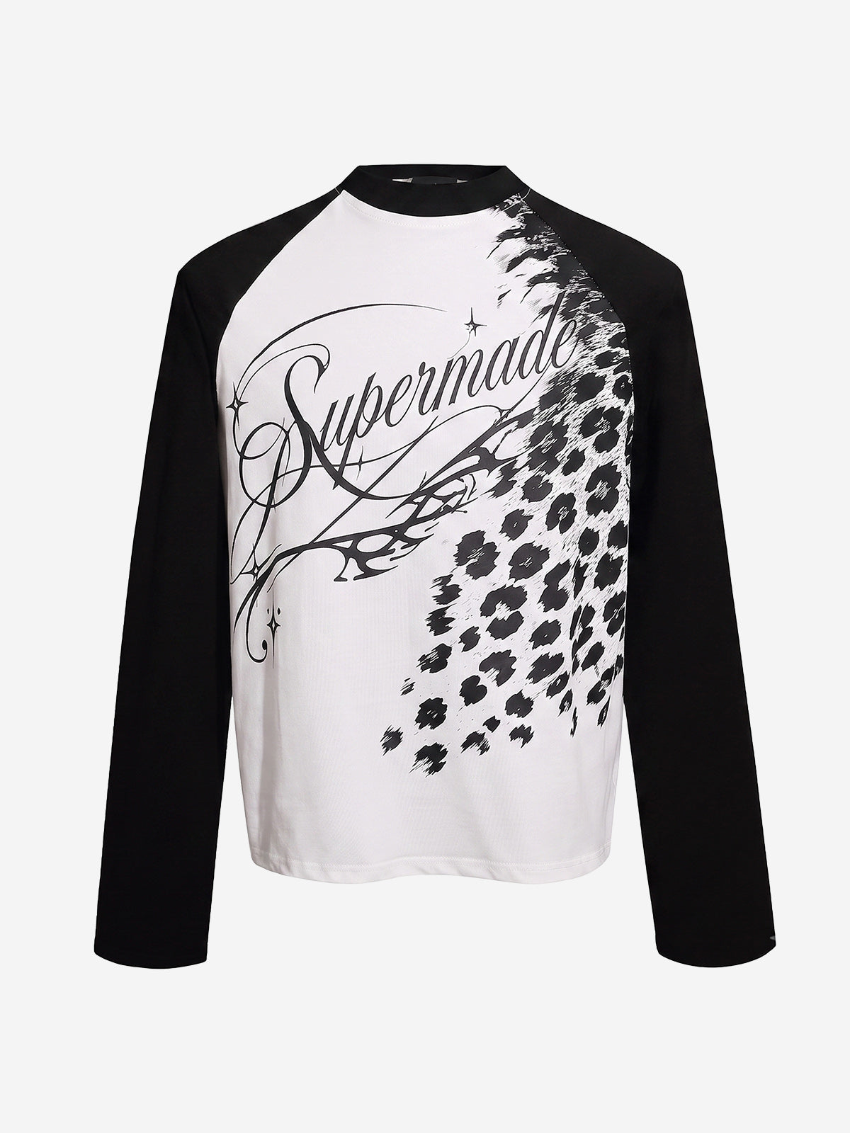 Leopard Patchwork Letter Graphic Long Sleeve Tee