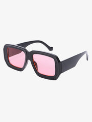 Retro Square Frame Wide Temple Sunglasses 