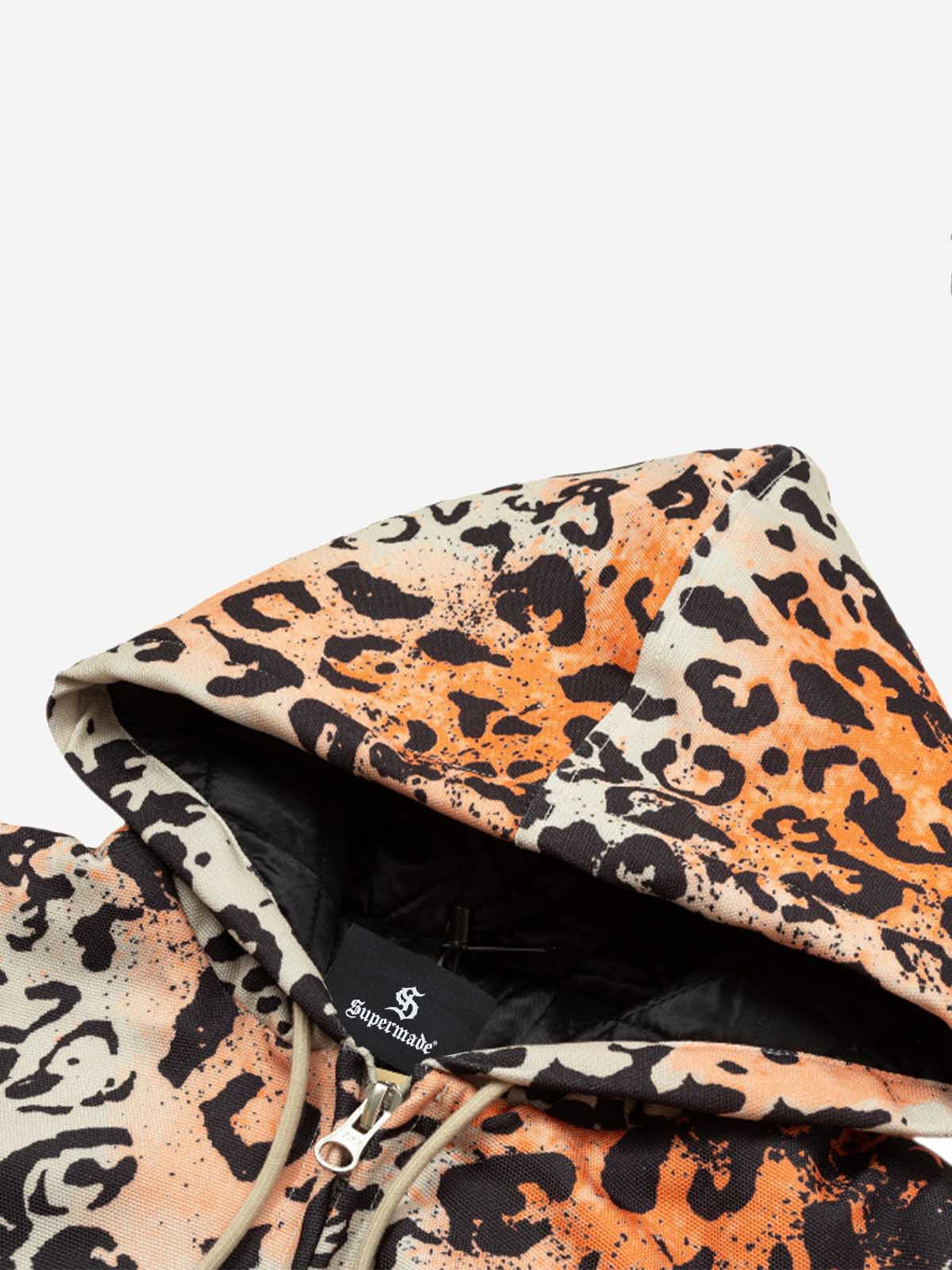 Leopard Embroidered Padded Hooded Jacket