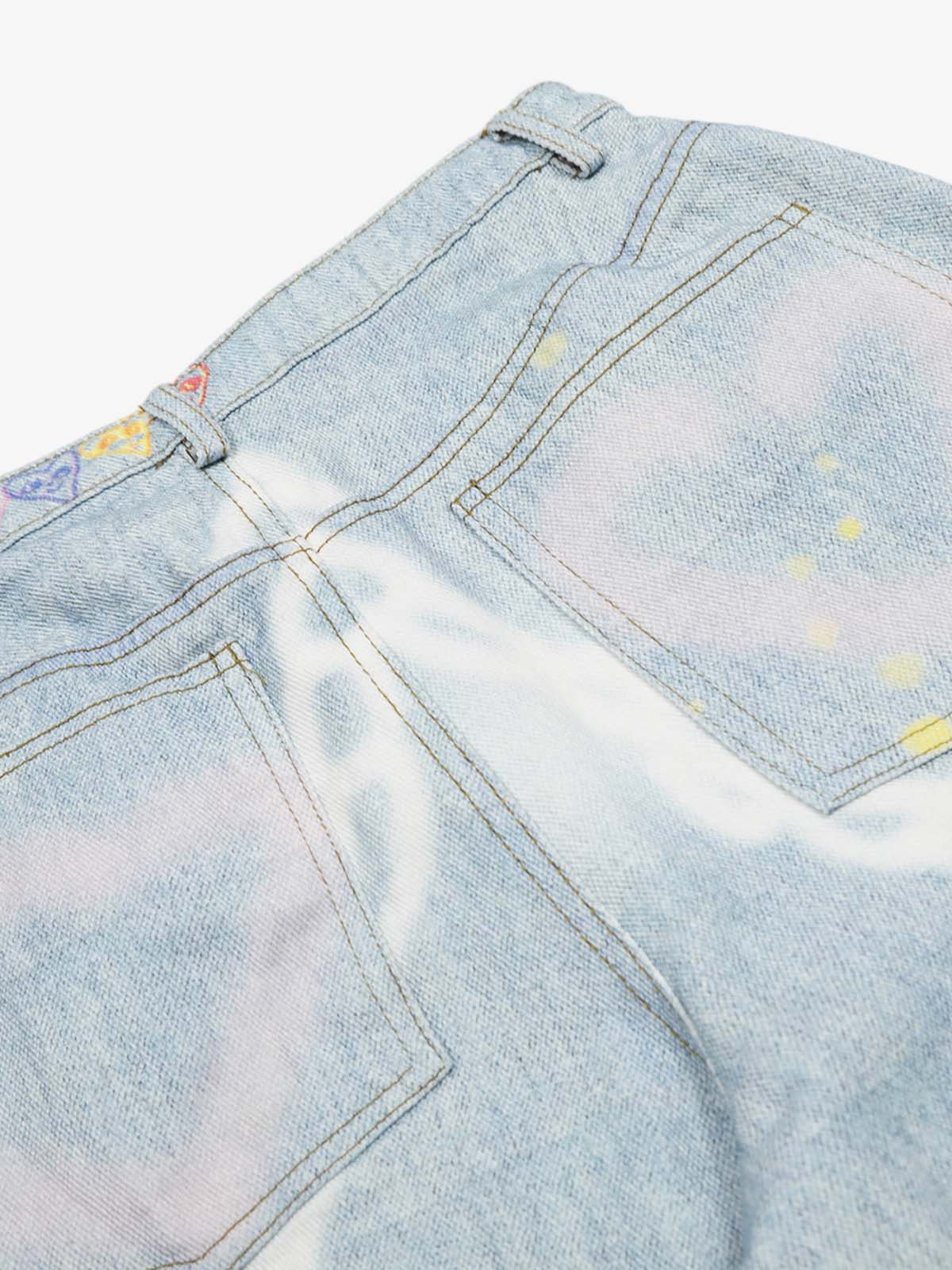 Artistic Wide-Leg Jeans with Unique Hand-Painted Designs for Women 