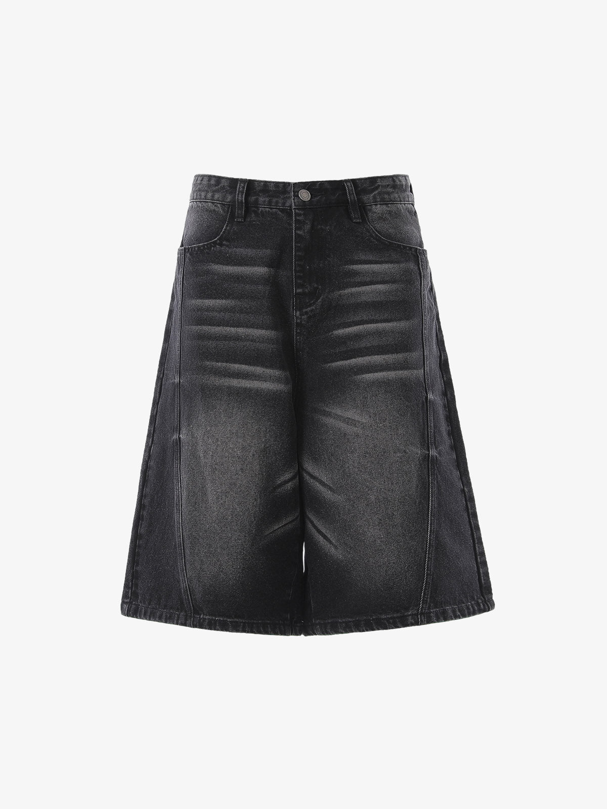 Panel Stitch Wide Leg Denim Jorts 