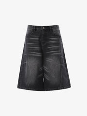 Panel Stitch Wide Leg Denim Jorts 