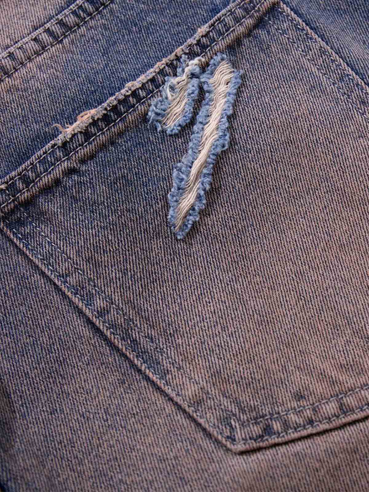 Slash Distressed Washed Denim Jeans 