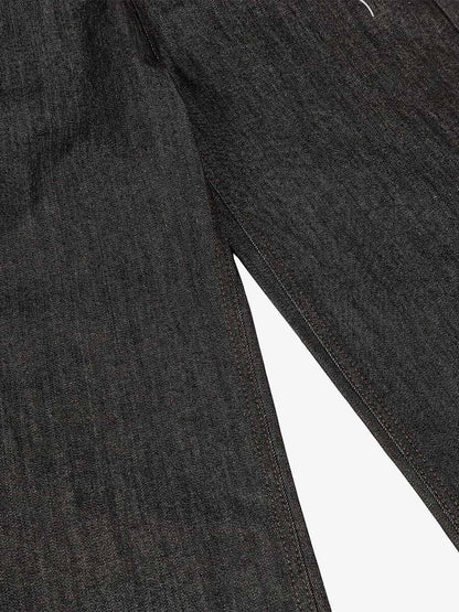Wide-Leg Denim Trousers with Snake Embroidery - Stylish and Comfortable for All Seasons 