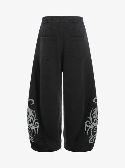 Thorns Graphic Distressed Washed Baggy Barrel Sweatpants