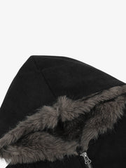 Faux-Fur Lined Multi-Zip Hooded Coat