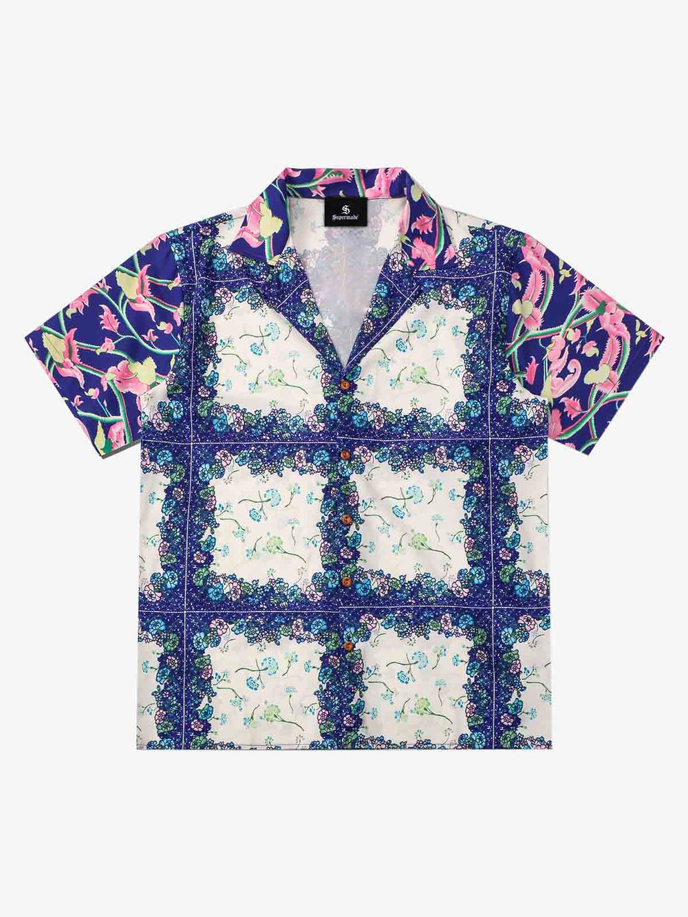 French Tulip Tile Camp Collar Boxy Shirt 