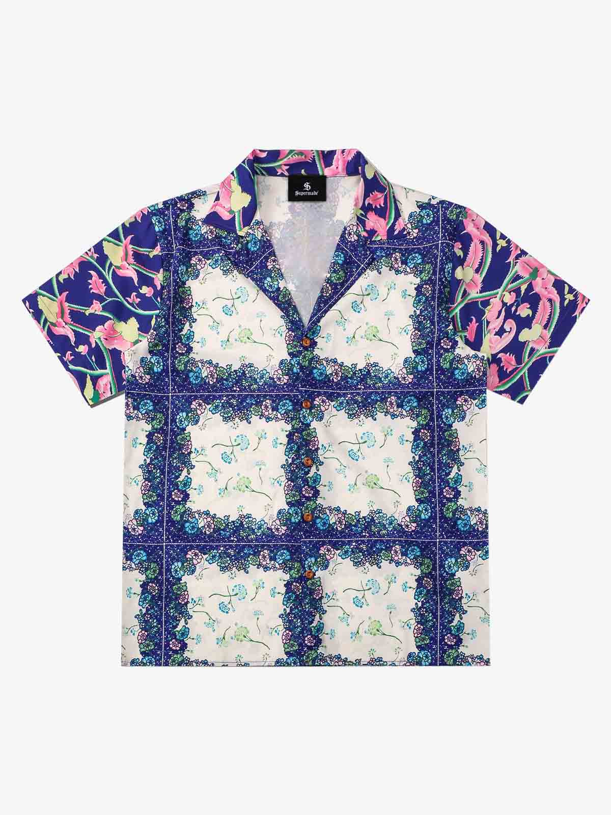French Tulip Tile Camp Collar Boxy Shirt 
