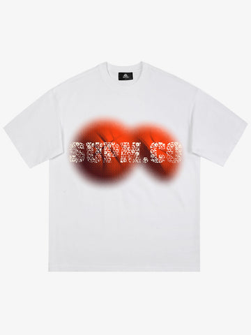 thesupermade-Foam texture basketball pattern print – Loose streetwear trendy T-shirt 
