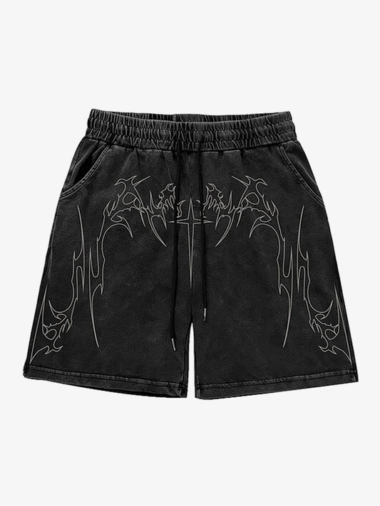Dark Gothic Print Shorts