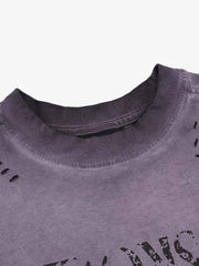 Letter Graphic Spray-Painted Distressed Vest