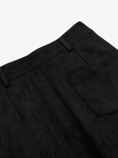 Retro Faux Fur Hem Wide-Leg Pants 