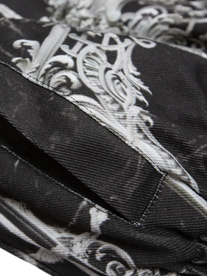 Gem Printed Quilted Bomber Jacket 