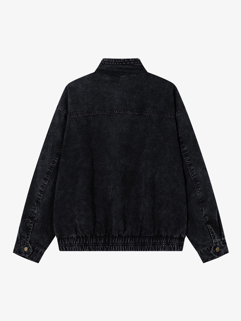 Military Button-Trim Washed Zip Jacket