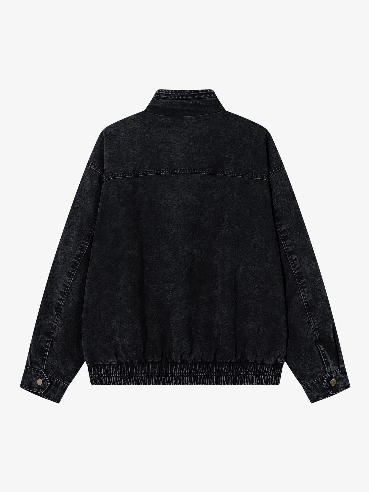 Military Button-Trim Washed Zip Jacket