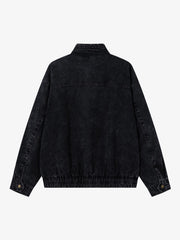 Military Button-Trim Washed Zip Jacket
