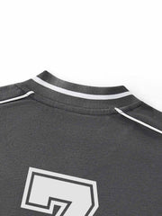 Striped Color Block Logo Graphic V-Neck Sweatshirt